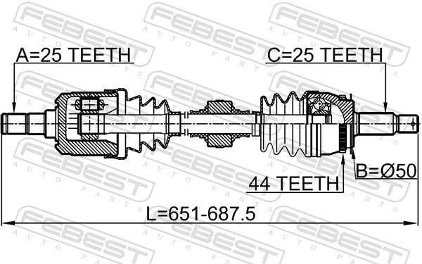 Drive Shaft - 1214-CAMTLH FEBEST