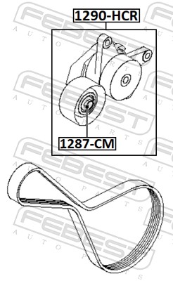 Belt Tensioner, V-ribbed belt - 1290-HCR FEBEST