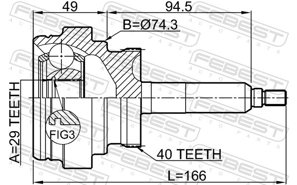 Joint Kit, drive shaft - 1410-ACTA40 FEBEST