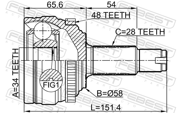 Joint Kit, drive shaft - 1410-KORA48 FEBEST