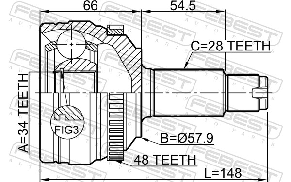 Joint Kit, drive shaft - 1410-NAA48 FEBEST
