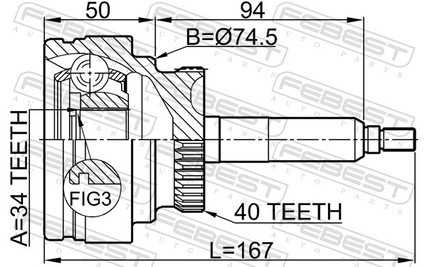 Joint Kit, drive shaft - 1410-REXIIPTA40 FEBEST