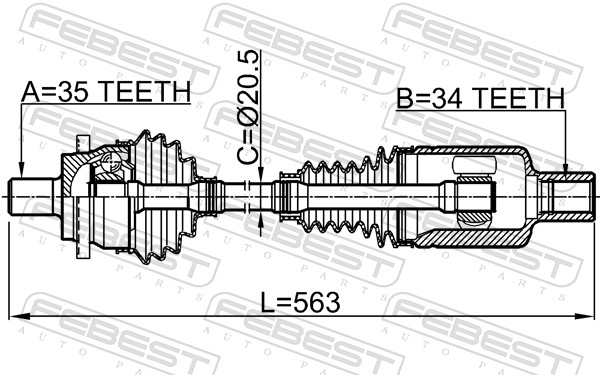 Drive Shaft - 1614-211LH FEBEST