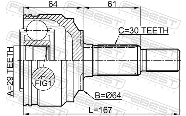Joint Kit, drive shaft - 1710-Q7R FEBEST