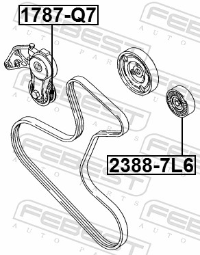 Tensioner Pulley, V-ribbed belt - 1787-Q7 FEBEST