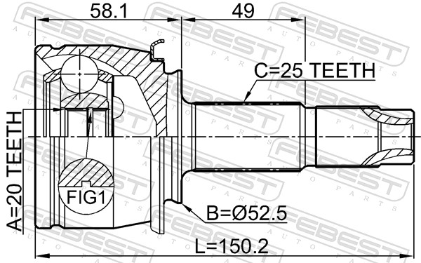 Joint Kit, drive shaft - 1810-MOKR FEBEST