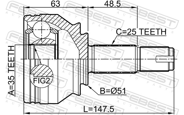 Joint Kit, drive shaft - 1810-Z16 FEBEST
