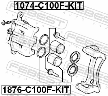 Ремкомплект, тормозной суппорт - 1876-C100F-KIT FEBEST