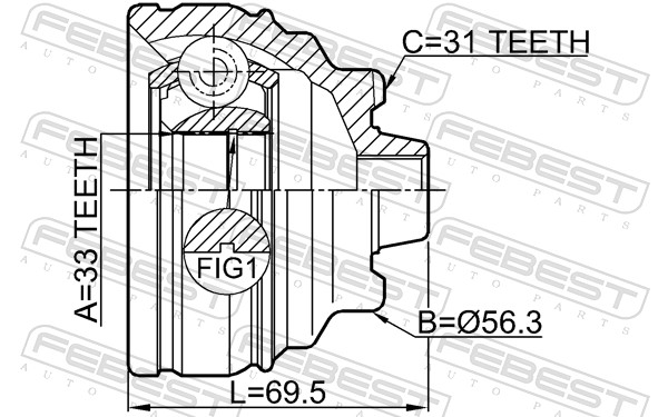 Joint Kit, drive shaft - 1910-F30 FEBEST