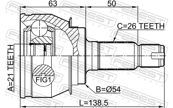 Joint Kit, drive shaft - 1910-R50 FEBEST
