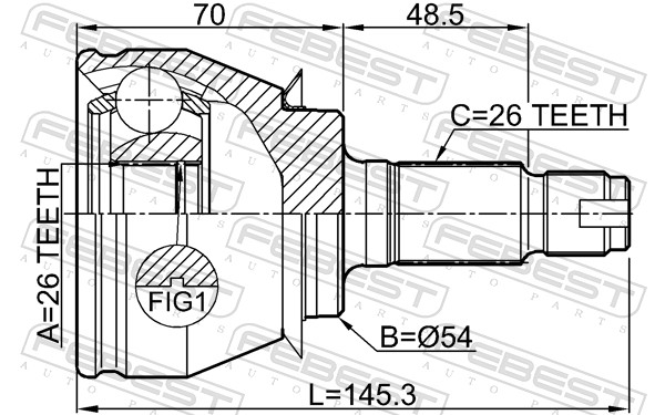 Joint Kit, drive shaft - 1910-R58 FEBEST
