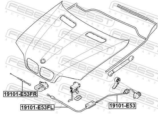 Bonnet Cable - 19101-E53FR FEBEST
