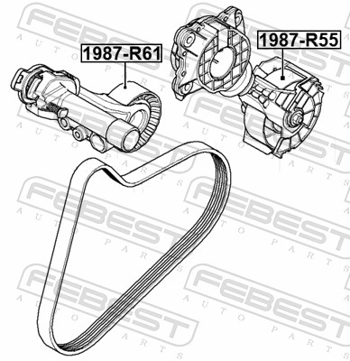 Tensioner Pulley, V-ribbed belt - 1987-R55 FEBEST