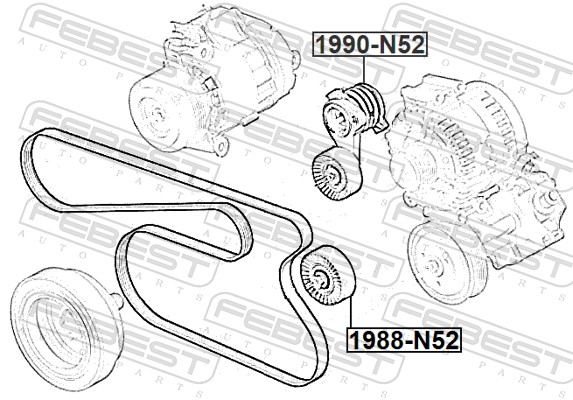 Tendicinghia, Cinghia Poly-V - 1990-N52 FEBEST