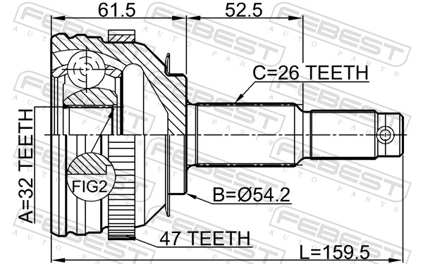 Joint Kit, drive shaft - 2010-CARA47 FEBEST