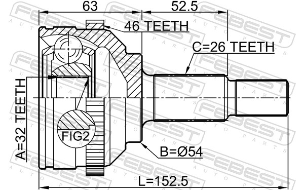 Joint Kit, drive shaft - 2010-SEBA46 FEBEST