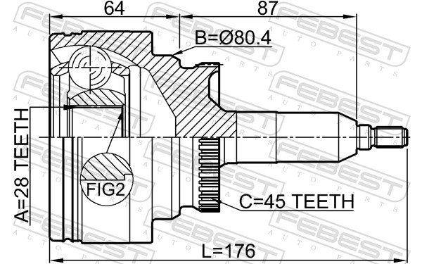 Joint Kit, drive shaft - 2110-EXP FEBEST