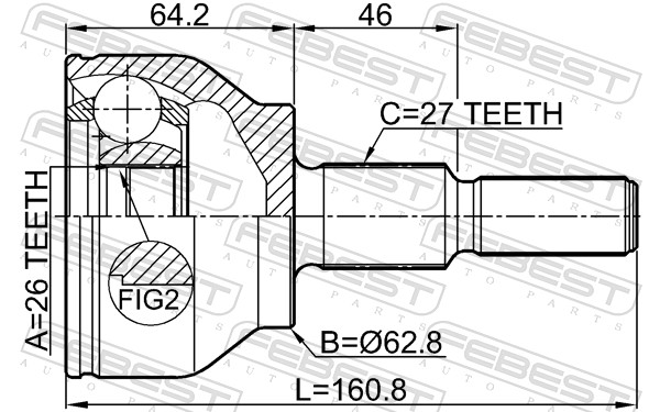 Joint Kit, drive shaft - 2110-KUGII FEBEST
