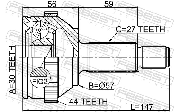 Kit giunti, Semiasse - 2110-MONA44 FEBEST