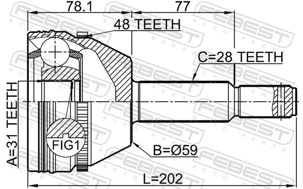 Joint Kit, drive shaft - 2110-TRD9A48 FEBEST