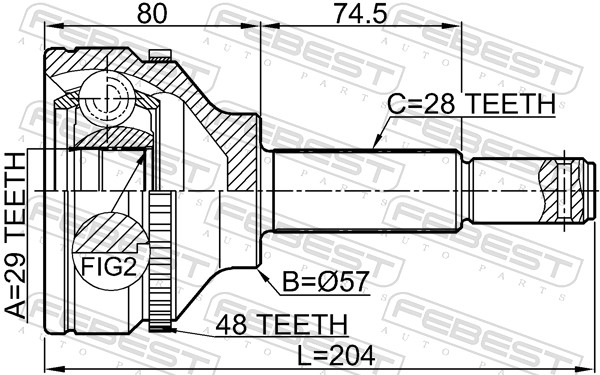 Kit giunti, Semiasse - 2110-TT9A48 FEBEST