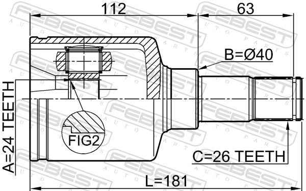 Шарнирный комплект, приводной вал - 2111-TC7LH FEBEST