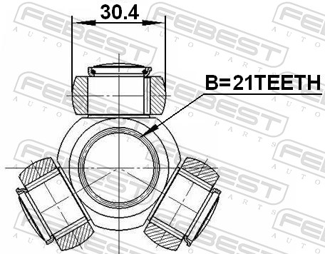 Tripod Hub, drive shaft - 2116-FOC16 FEBEST