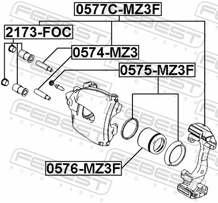 Bellow, brake caliper guide - 2173-FOC FEBEST