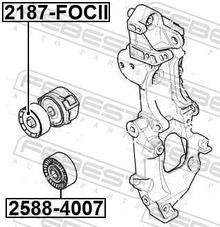 Tensioner Pulley, V-ribbed belt - 2187-FOCII FEBEST