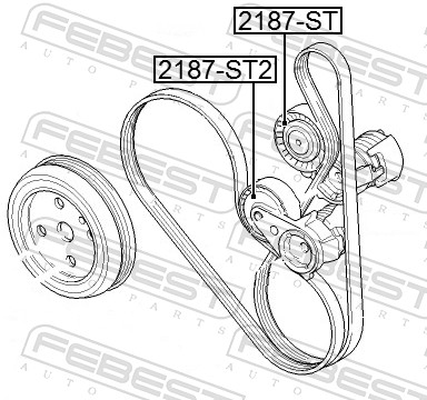 Tensioner Pulley, V-ribbed belt - 2187-ST FEBEST