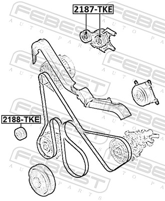 Tensioner Pulley, V-ribbed belt - 2187-TKE FEBEST
