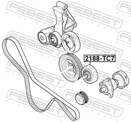 Паразитный / ведущий ролик, поликлиновой ремень - 2188-TC7 FEBEST