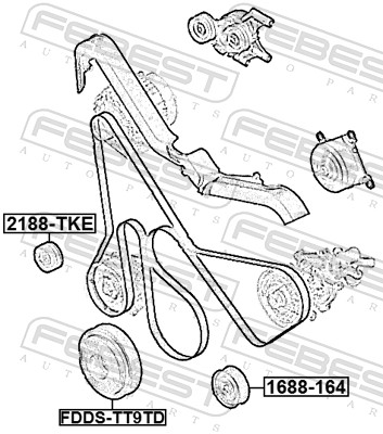 Deflection/Guide Pulley, V-ribbed belt - 2188-TKE FEBEST