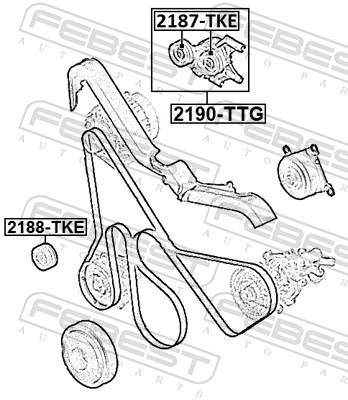 Belt Tensioner, V-ribbed belt - 2190-TTG FEBEST