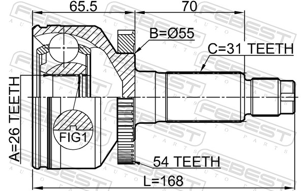 Joint Kit, drive shaft - 2210-CARA54 FEBEST