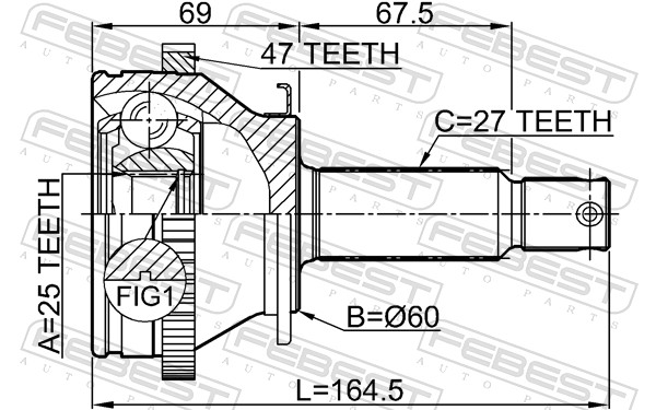 Joint Kit, drive shaft - 2210-NS27A47 FEBEST