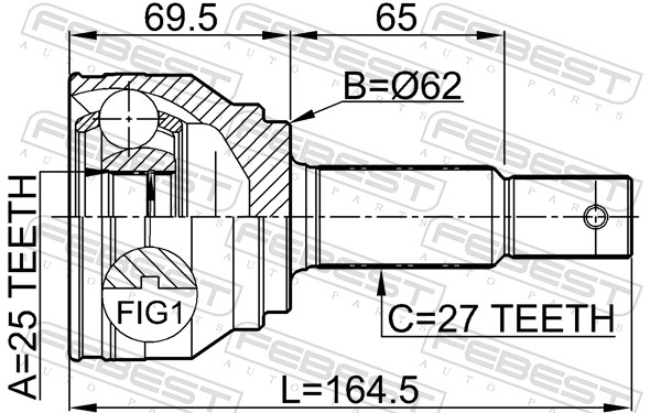 Joint Kit, drive shaft - 2210-NSP27A48 FEBEST