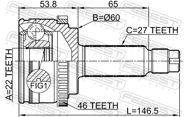Joint Kit, drive shaft - 2210-SOULA46 FEBEST