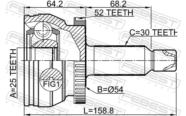Joint Kit, drive shaft - 2210-XM12A52 FEBEST