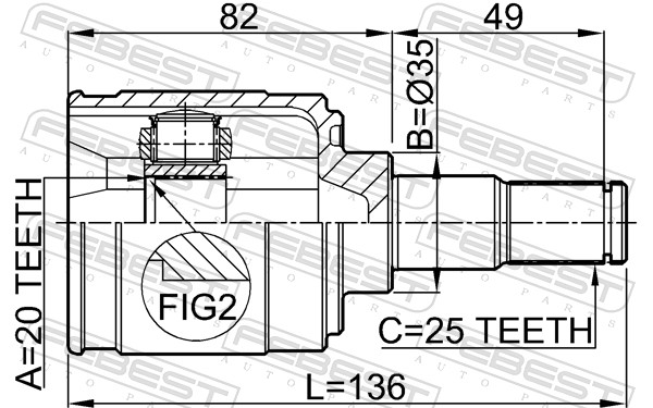 Joint Kit, drive shaft - 2211-PICMT FEBEST