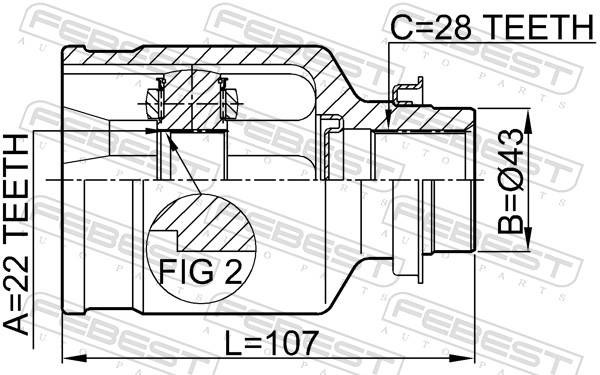 Joint Kit, drive shaft - 2211-SPARH FEBEST