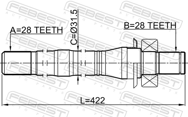 Drive Shaft - 2212-SORXM FEBEST