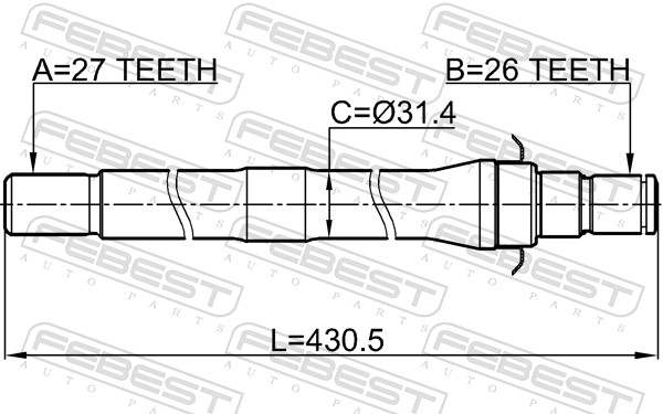 Drive Shaft - 2212-SP4WDAT FEBEST