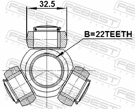 Tripod Hub, drive shaft - 2216-CER FEBEST