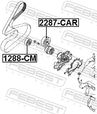 Rullo tenditore, Cinghia Poly-V - 2287-CAR FEBEST