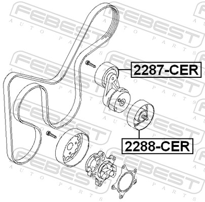 Tensioner Pulley, V-ribbed belt - 2287-CER FEBEST
