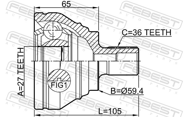 Joint Kit, drive shaft - 2310-B6 FEBEST