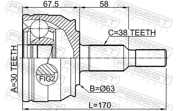 Joint Kit, drive shaft - 2310-T6 FEBEST