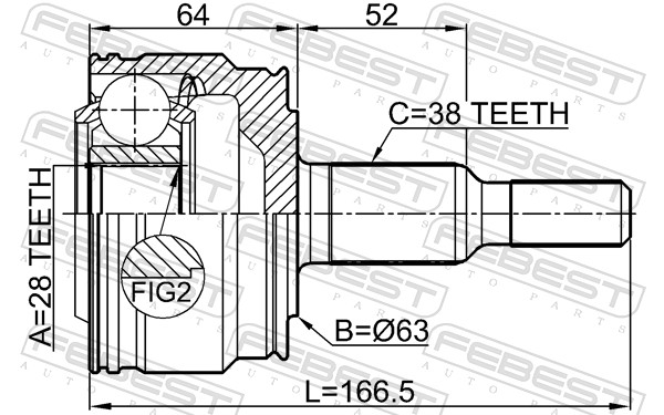 Joint Kit, drive shaft - 2310-TOUARR FEBEST