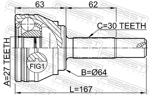 Joint Kit, drive shaft - 2310-TOUR FEBEST